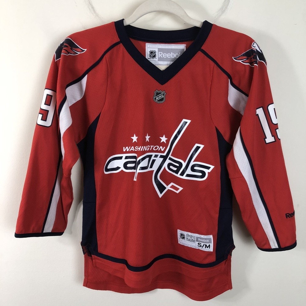 Reebok Premier NHL Washington Capitals Backstrom #19 Hockey Jersey Youth S/M Red